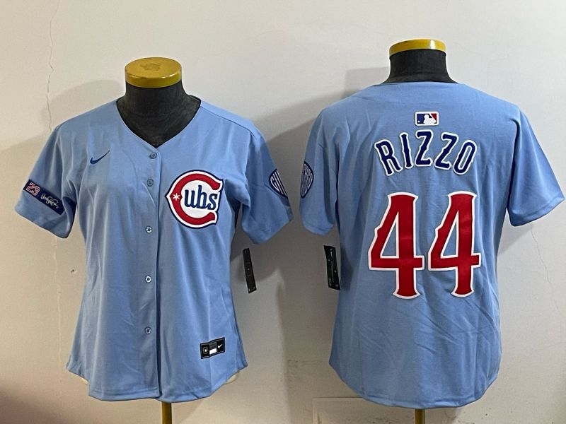 Women 2025 Chicago Cubs #44 Rizzo Light blue Game Nike MLB Jersey style 01